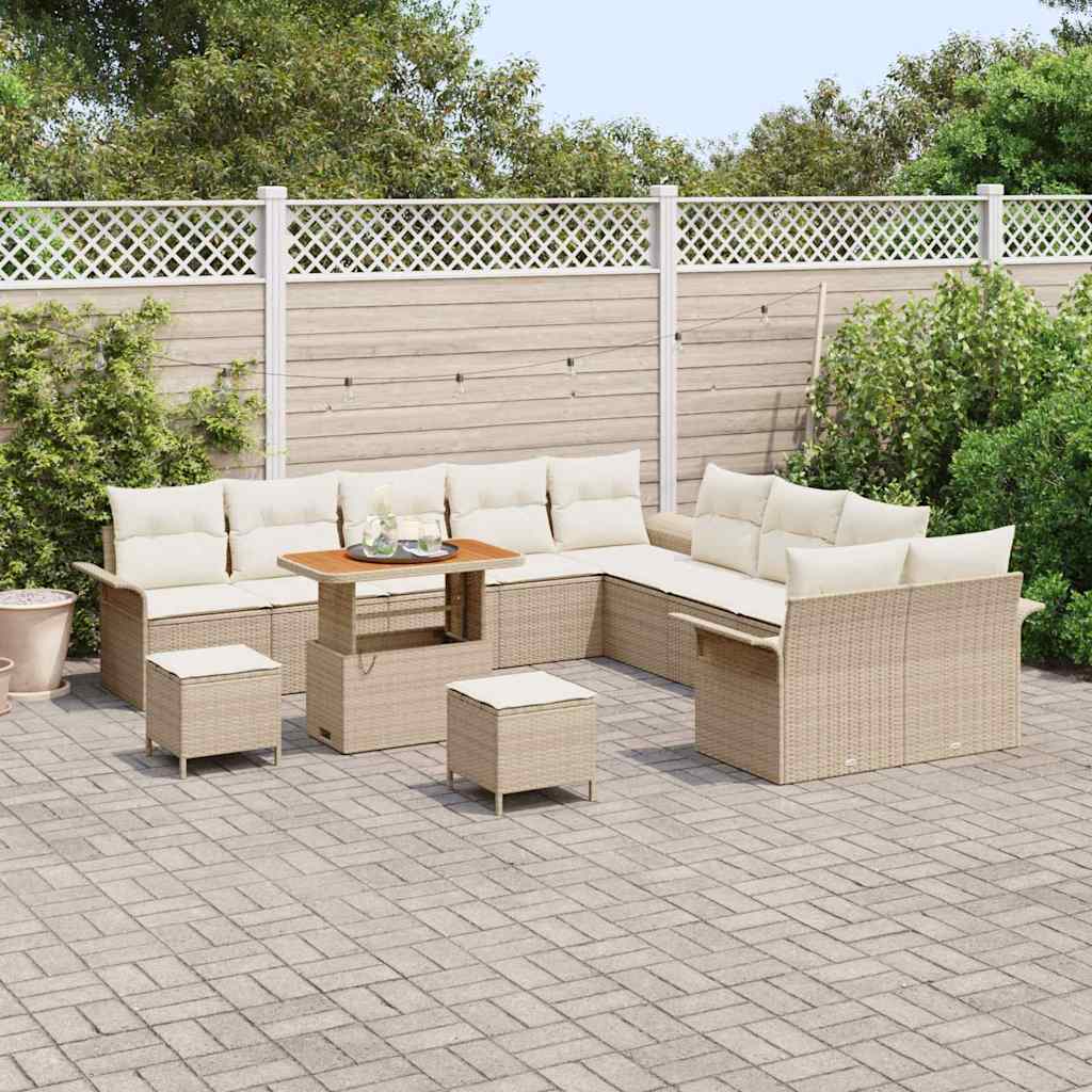Havesofa Sæt med pude med opbevaring 13 pcs Beige og creme