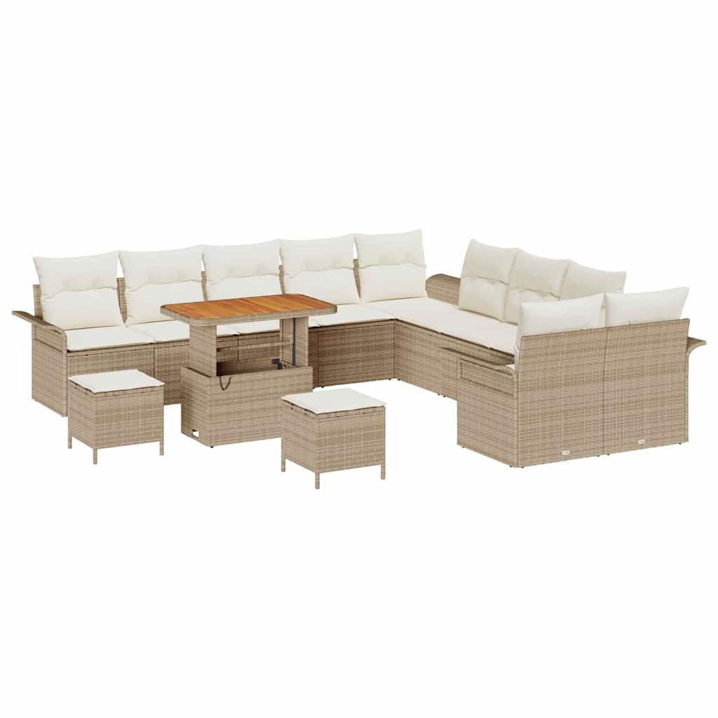 Havesofa Sæt med pude med opbevaring 13 pcs Beige og creme