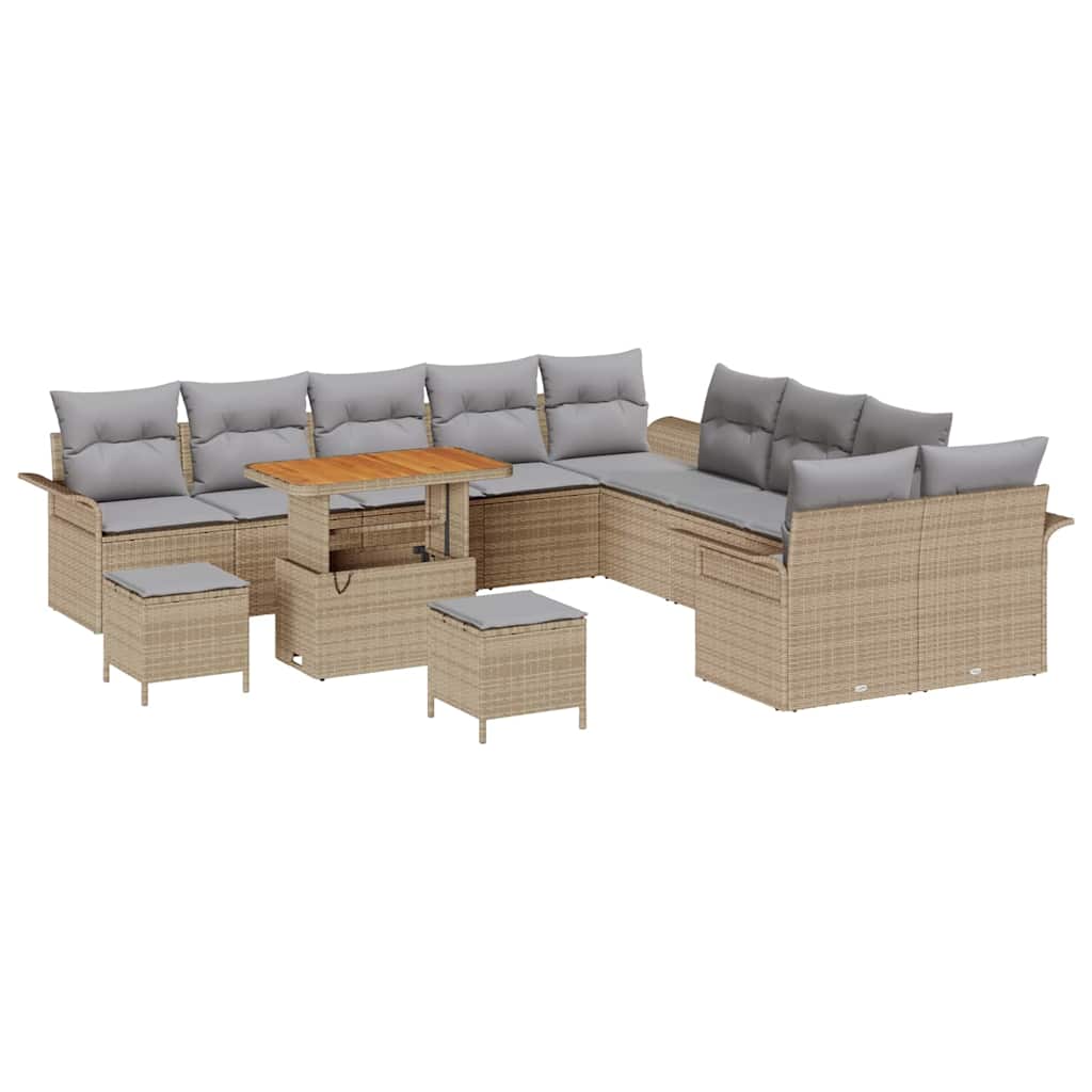 Havesofa Sæt med pude med opbevaring 13 pcs Beige og lys grå