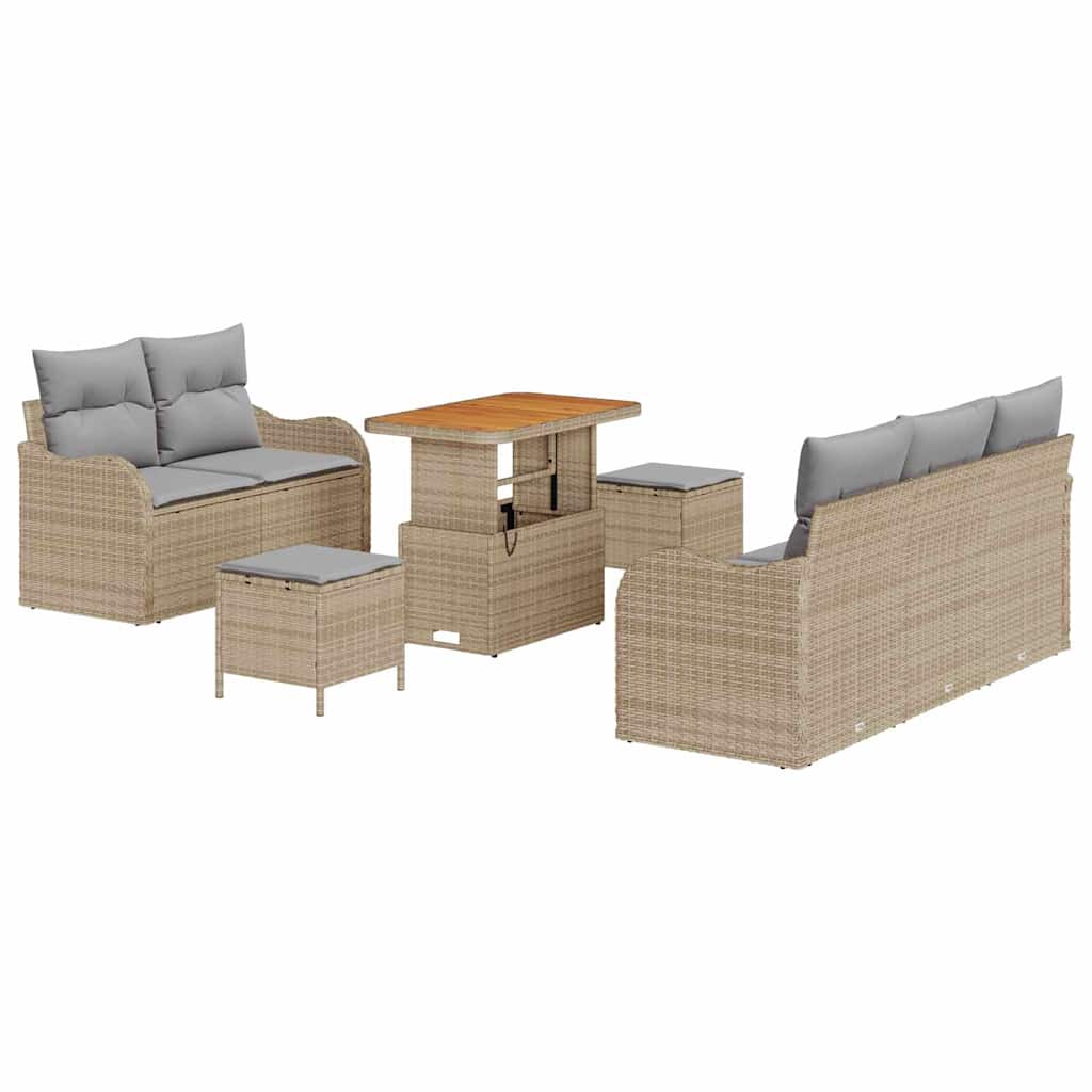 Havesofa Sæt med pude med opbevaring 8 pcs Beige og lys grå