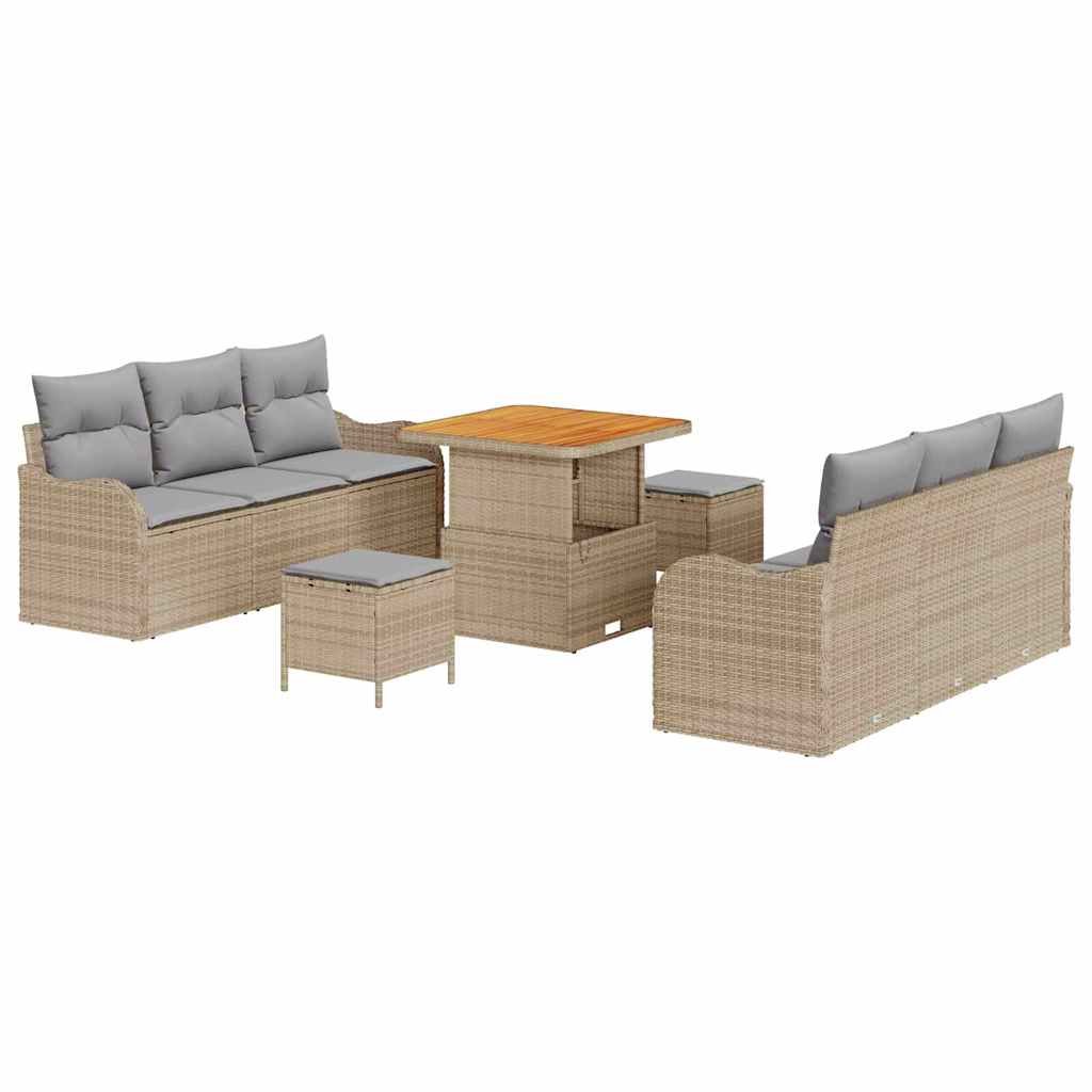Havesofa Sæt med pude med opbevaring 9 pcs Beige og lys grå