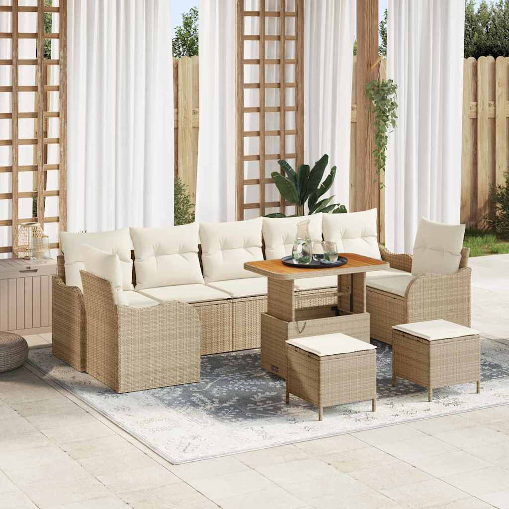 Havesofa Sæt med pude med opbevaring 10 pcs Beige og creme