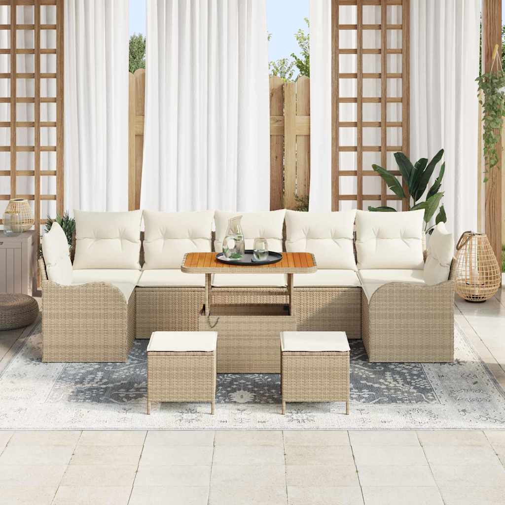 Havesofa Sæt med pude med opbevaring 10 pcs Beige og creme
