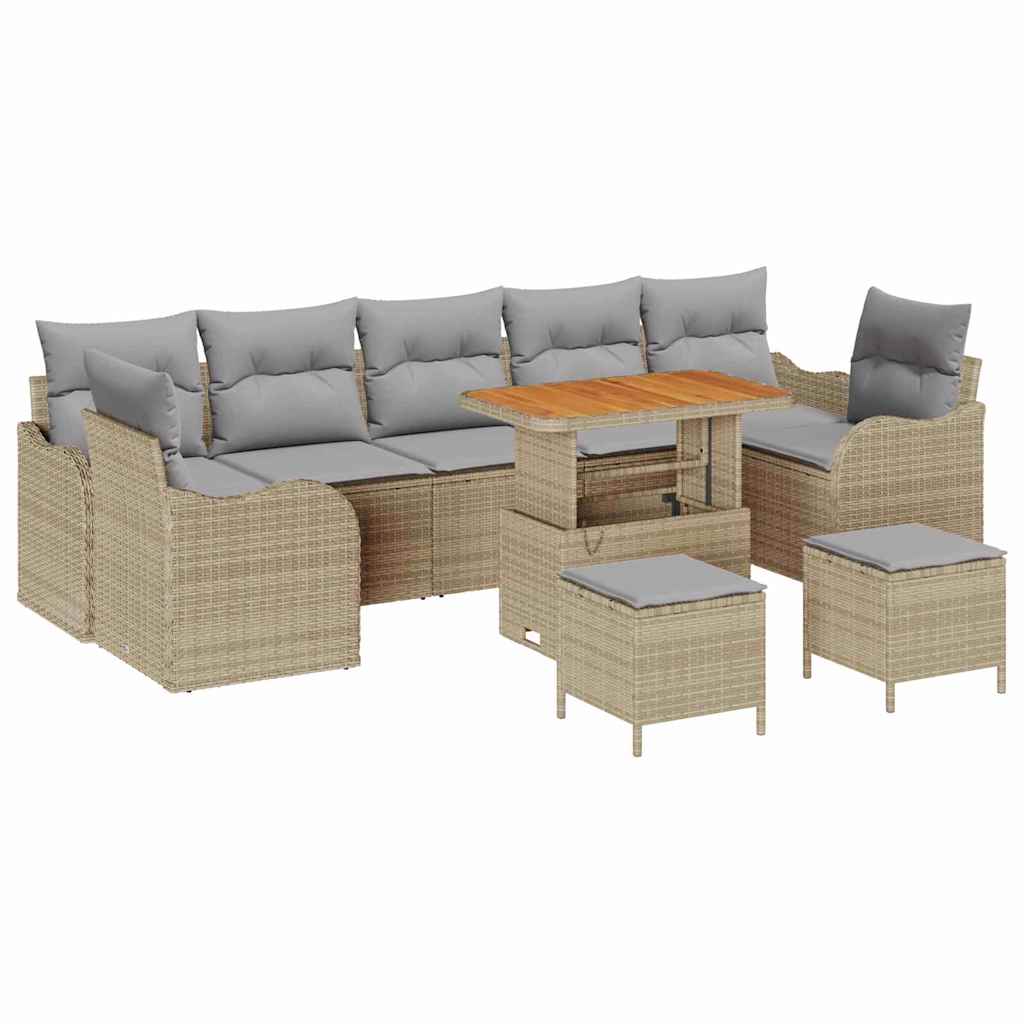 Havesofa Sæt med pude med opbevaring 10 pcs Beige og lys grå