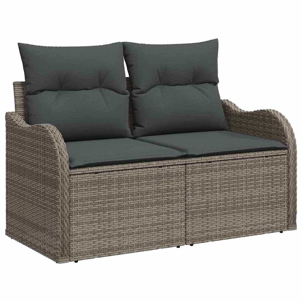 Havesofa Sæt 8 pcs Grå Polyrattan, stål og massivt akacietræ