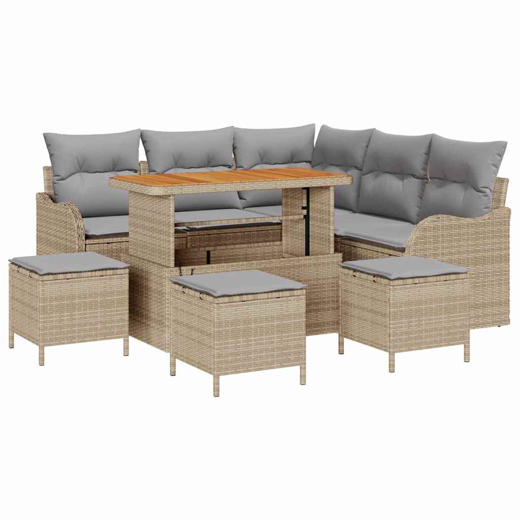 Havesofa Sæt med pude med opbevaring 9 pcs Beige og lys grå
