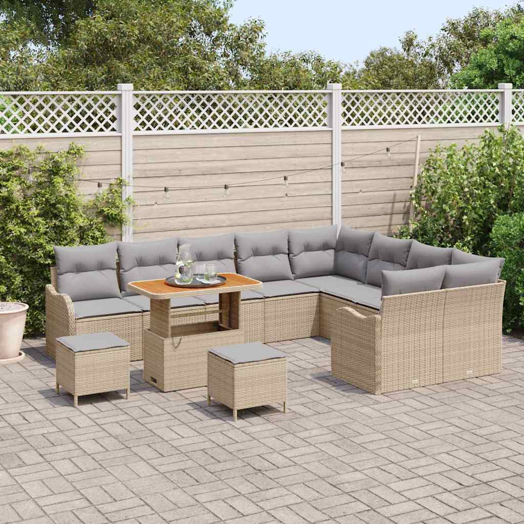 Havesofa Sæt med pude med opbevaring 12 pcs Beige og lys grå