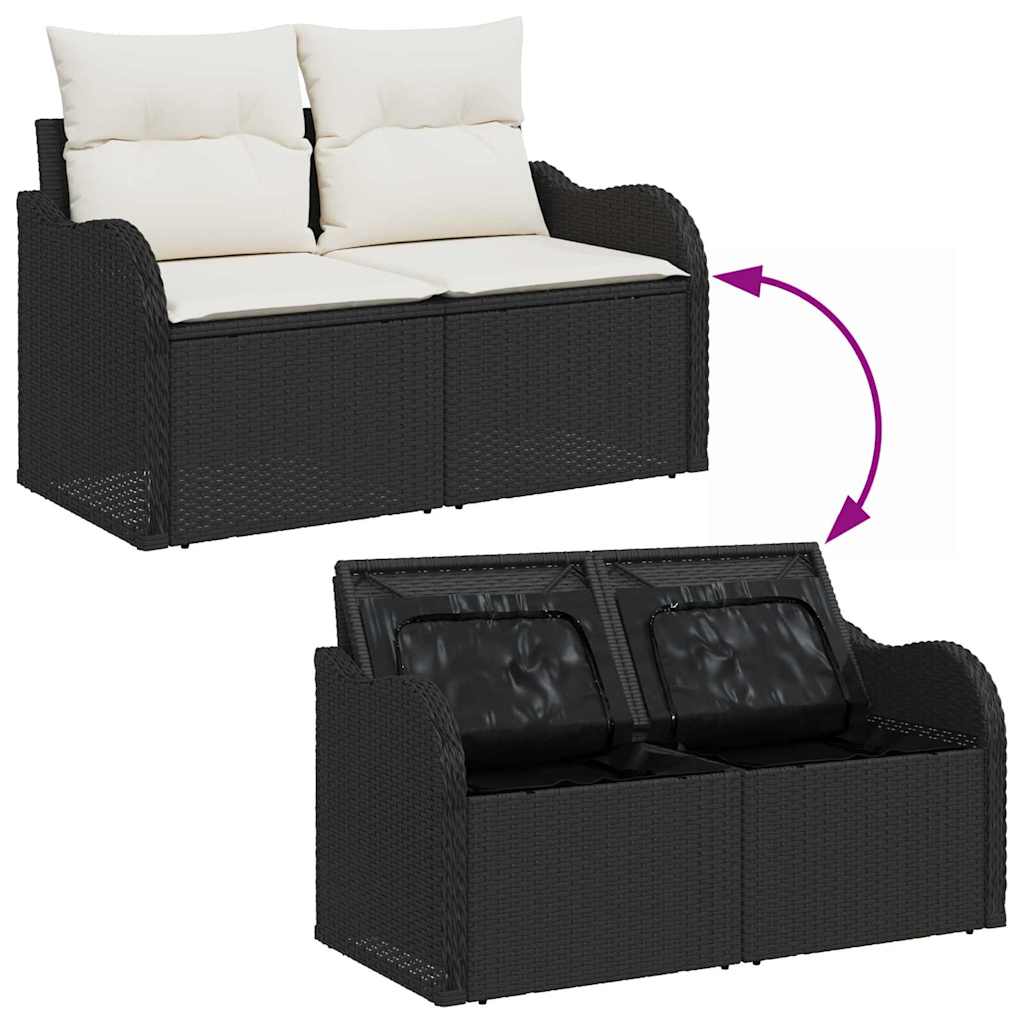 Havesofa Sæt med pude med opbevaring 13 pcs Sort og Cream