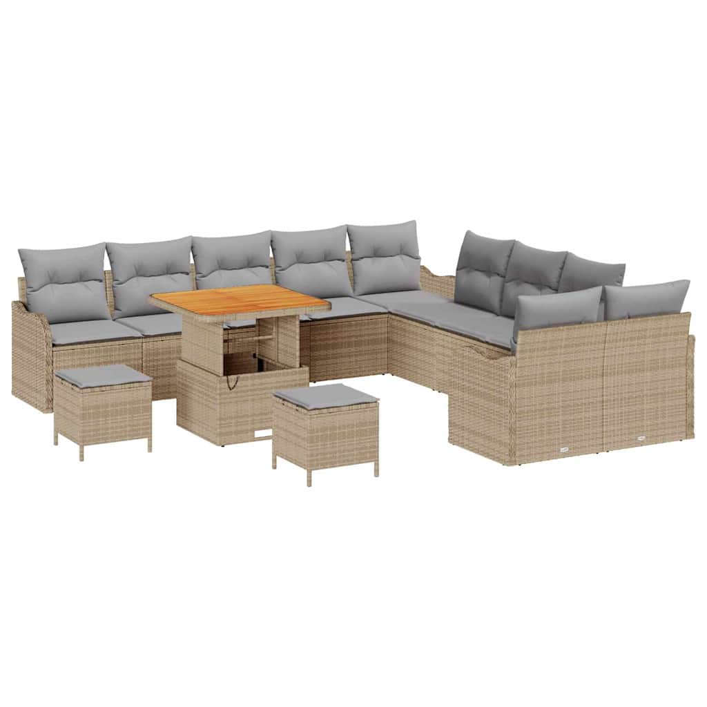 Havesofa Sæt med pude med opbevaring 13 pcs Beige og lys grå