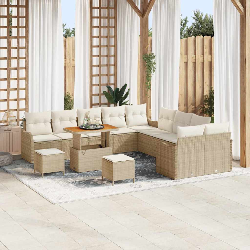 Havesofa Sæt med pude med opbevaring 13 pcs Beige og creme