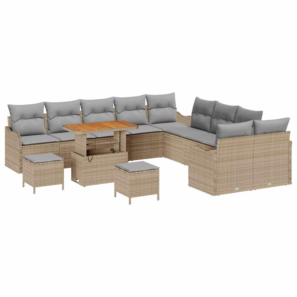 Havesofa Sæt med pude med opbevaring 13 pcs Beige og lys grå