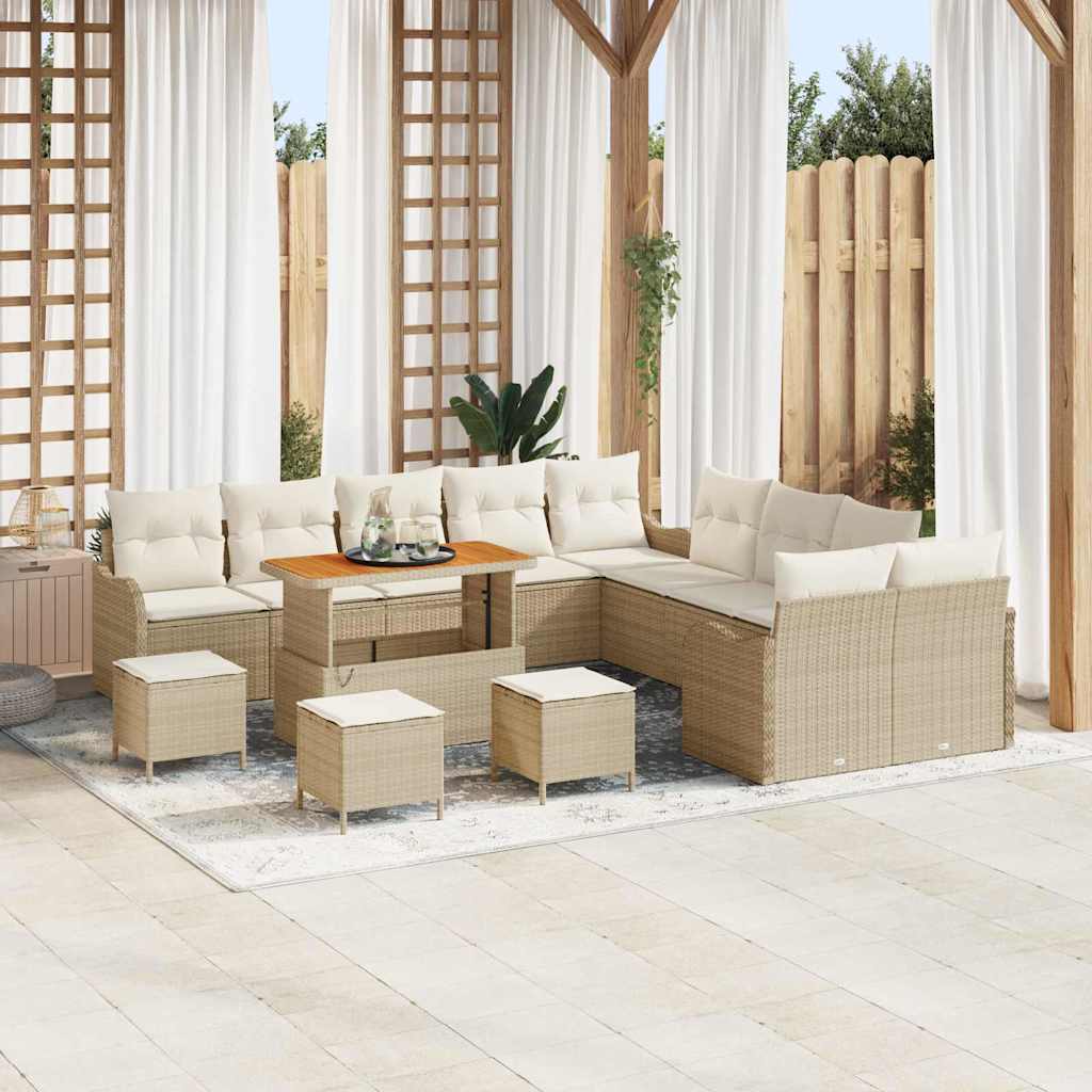 Havesofa Sæt med pude med opbevaring 14 pcs Beige og creme