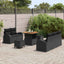 Havesofa Sæt 8 pcs Sort Polyrattan, stål og massivt akacietræ