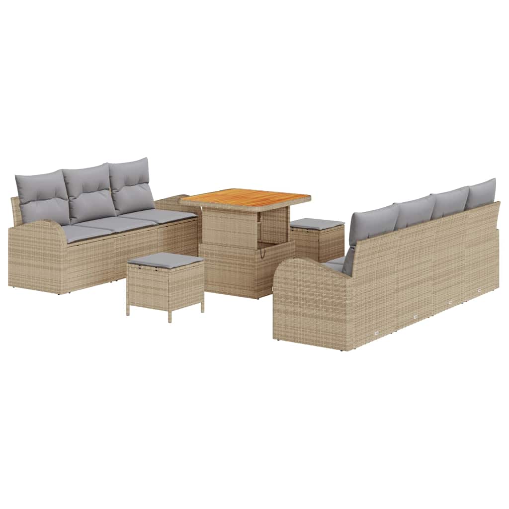 Havesofa Sæt med pude med opbevaring 10 pcs Beige og lys grå