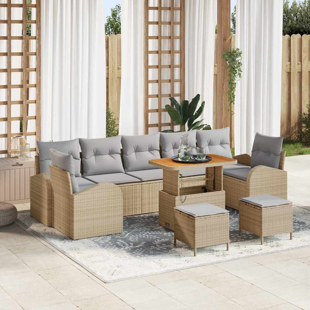 Havesofa Sæt med pude med opbevaring 10 pcs Beige og lys grå