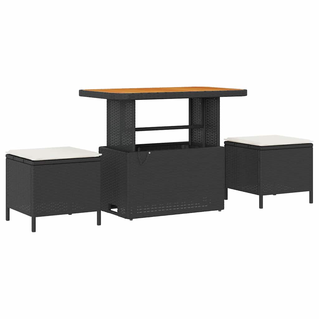 Havesofa Sæt med pude med opbevaring 9 pcs Sort og Cream