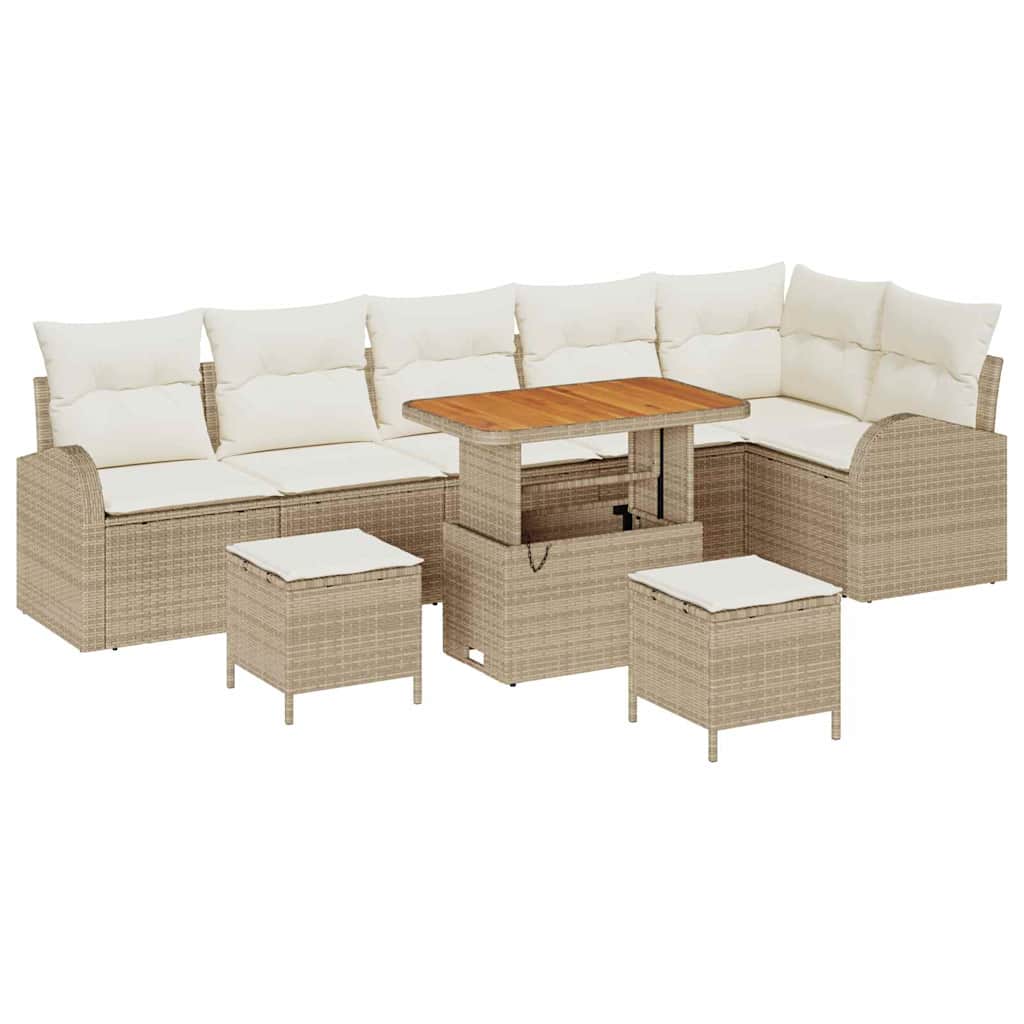 Havesofa Sæt med pude med opbevaring 9 pcs Beige og creme