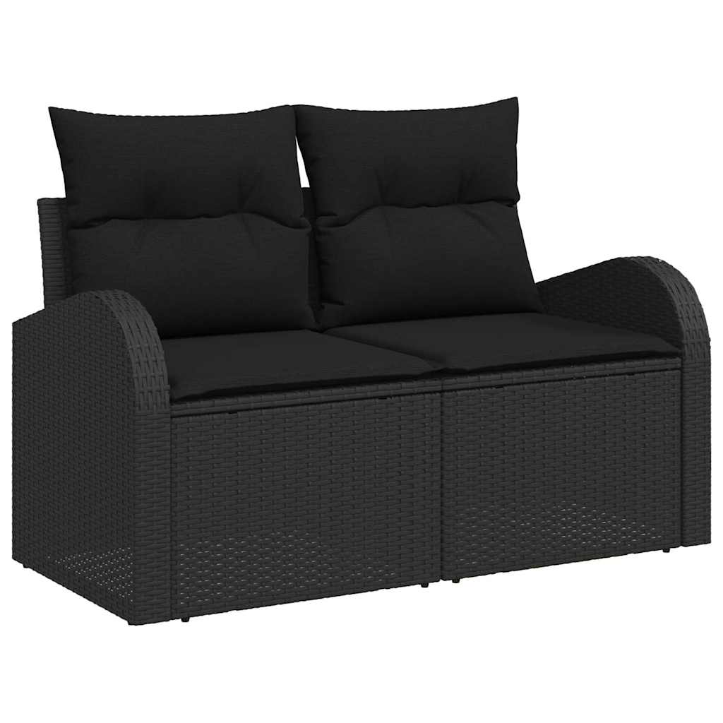Havesofa Sæt 12 pcs Sort Polyrattan, stål og massivt akacietræ