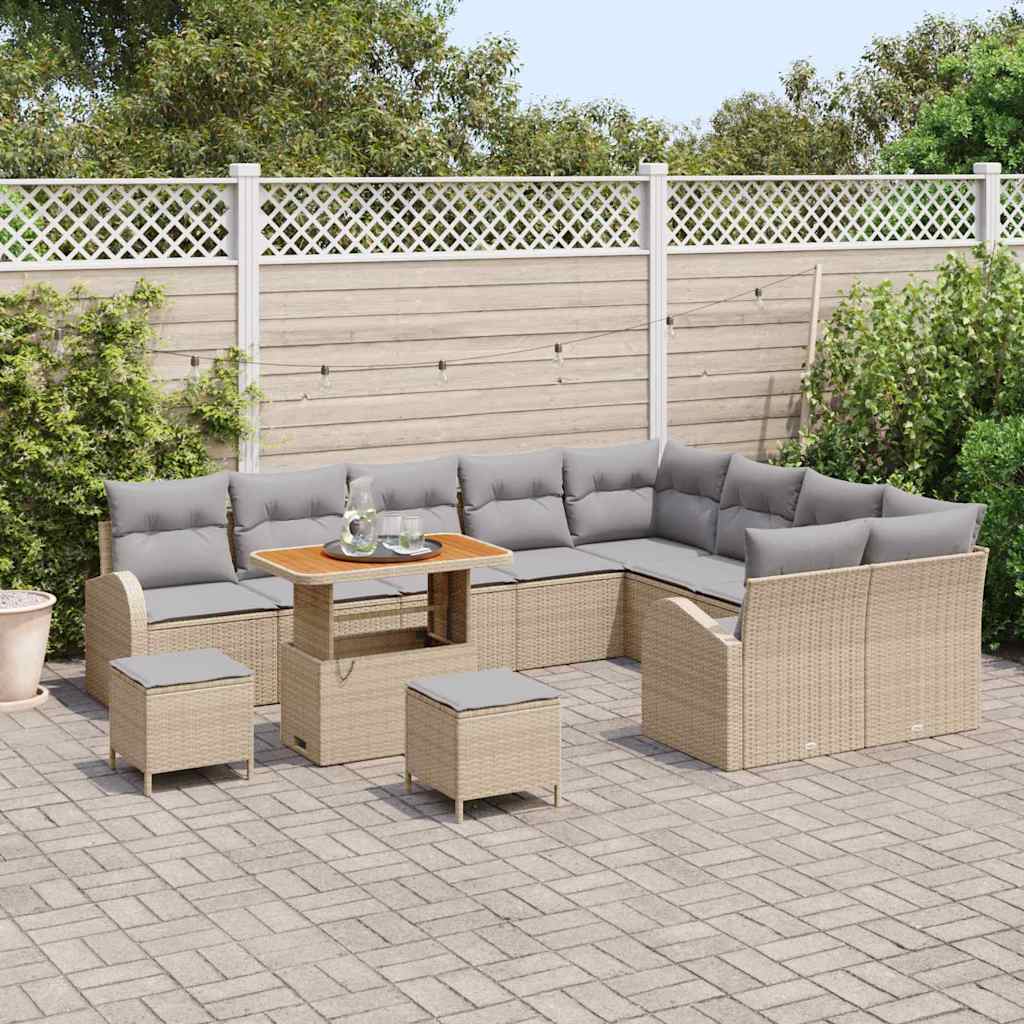 Havesofa Sæt med pude med opbevaring 12 pcs Beige og lys grå