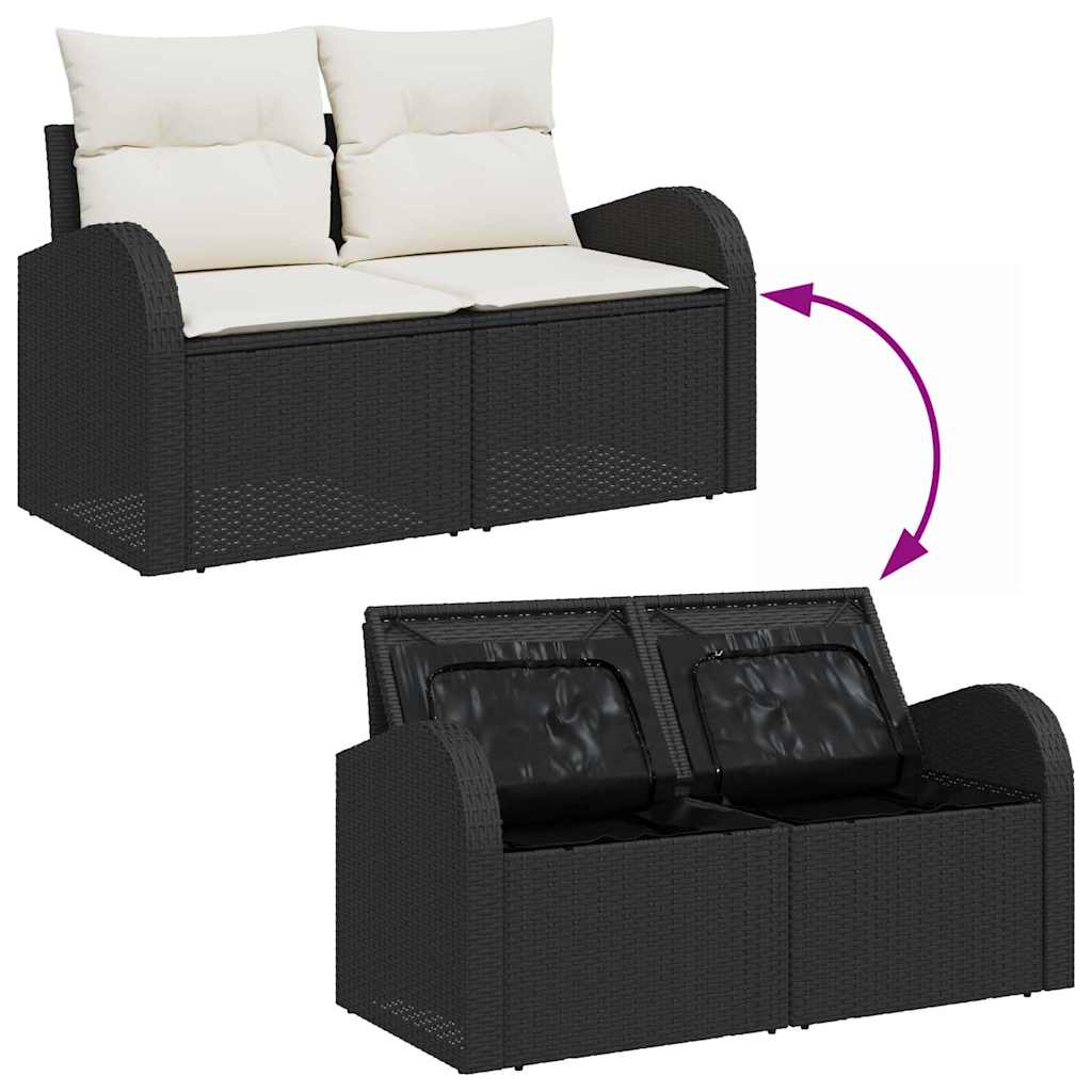 Havesofa Sæt med pude med opbevaring 13 pcs Sort og Cream