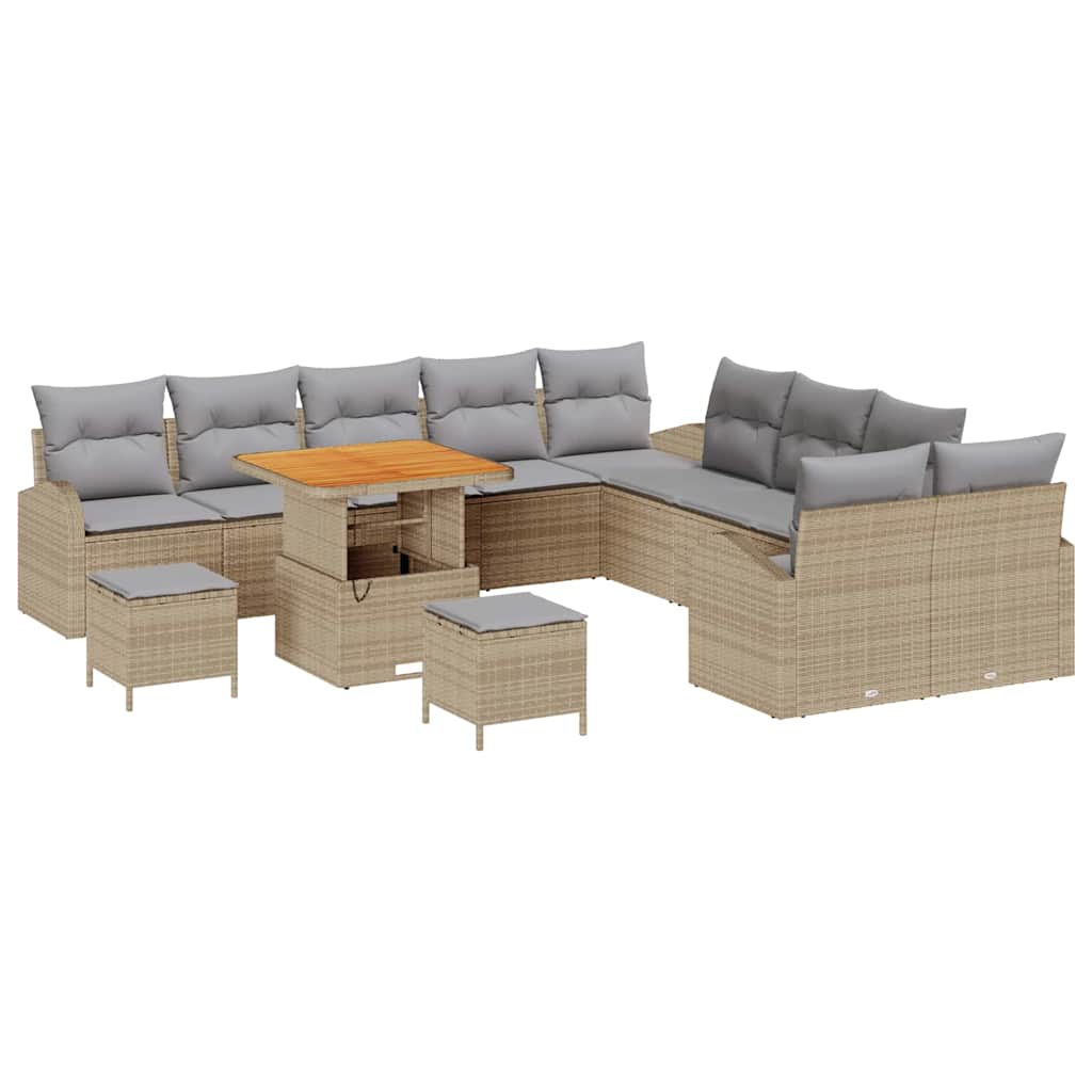 Havesofa Sæt med pude med opbevaring 13 pcs Beige og lys grå
