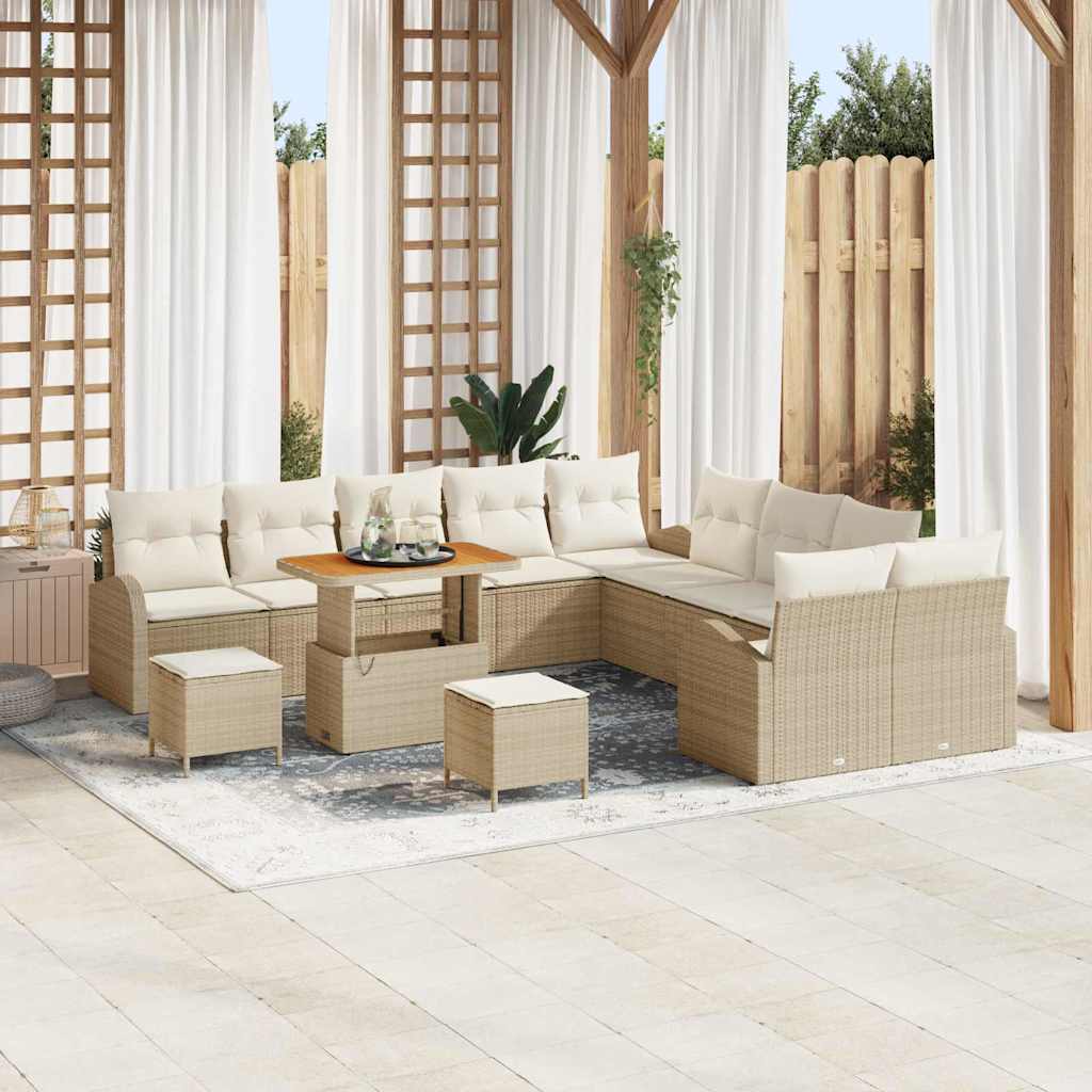 Havesofa Sæt med pude med opbevaring 13 pcs Beige og creme