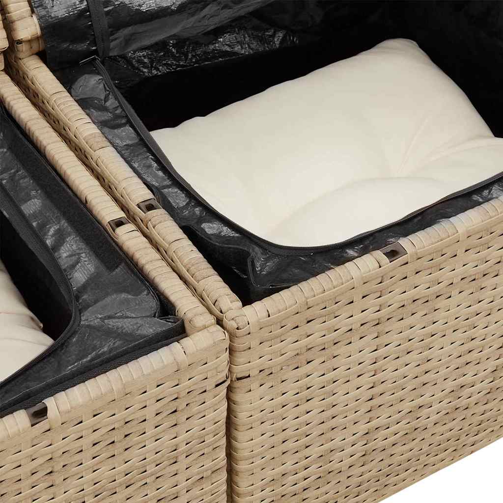 Havesofa Sæt 9 stk. Beige Poly rattan