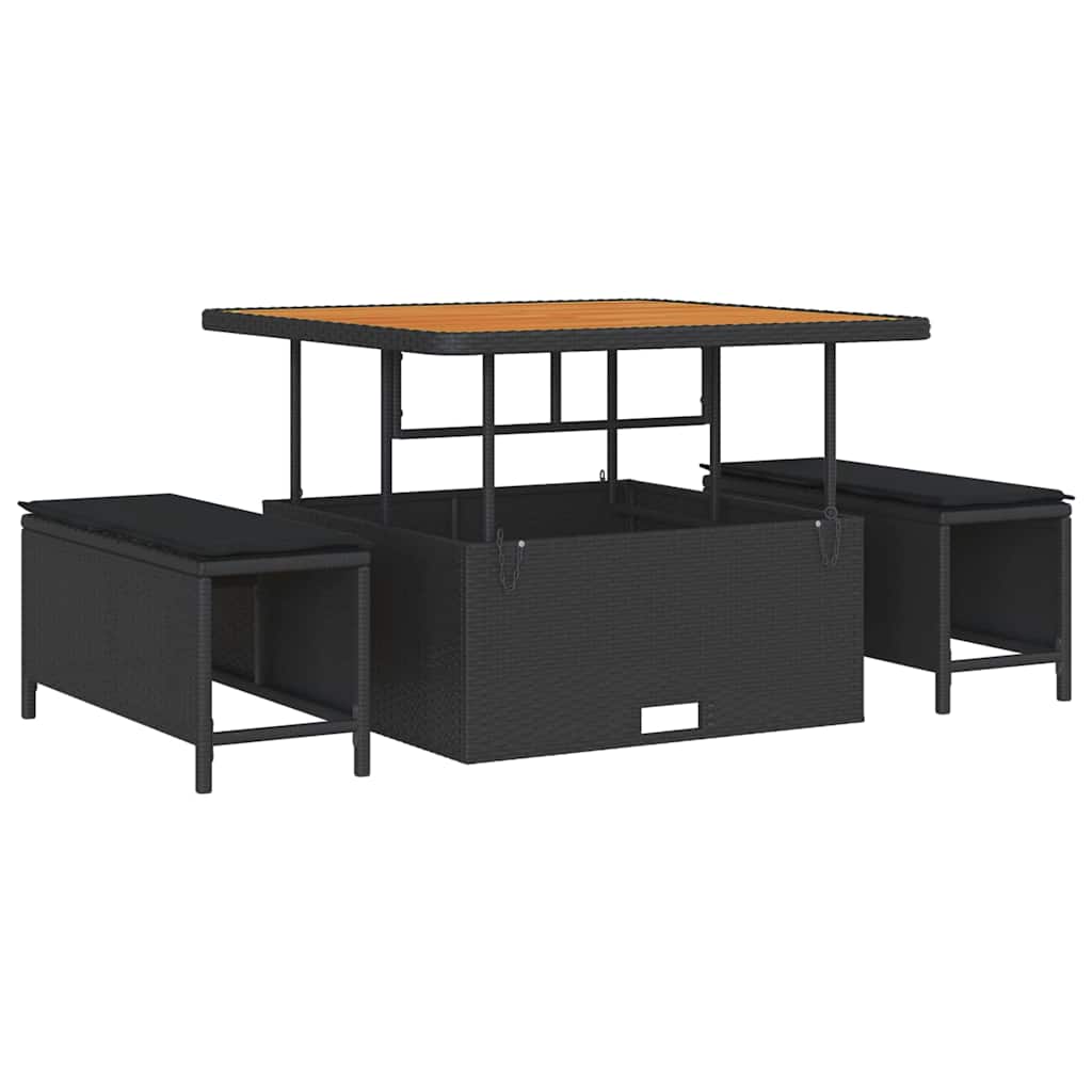 Havesofa Sæt med pude med opbevaring Sort 100 x 100 x 71 cm