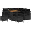 Havesofa Sæt 8 pcs Sort Polyrattan, stål og massivt akacietræ