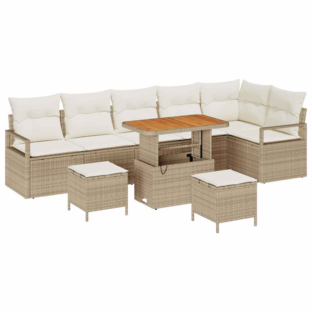 Havesofa Sæt med pude med opbevaring 9 pcs Beige og creme