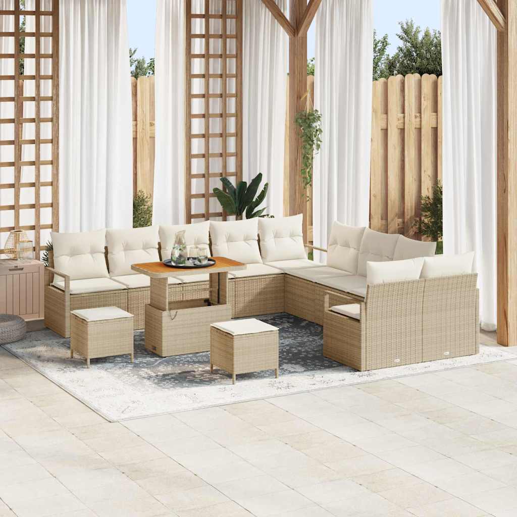Havesofa Sæt med pude med opbevaring 13 pcs Beige og creme