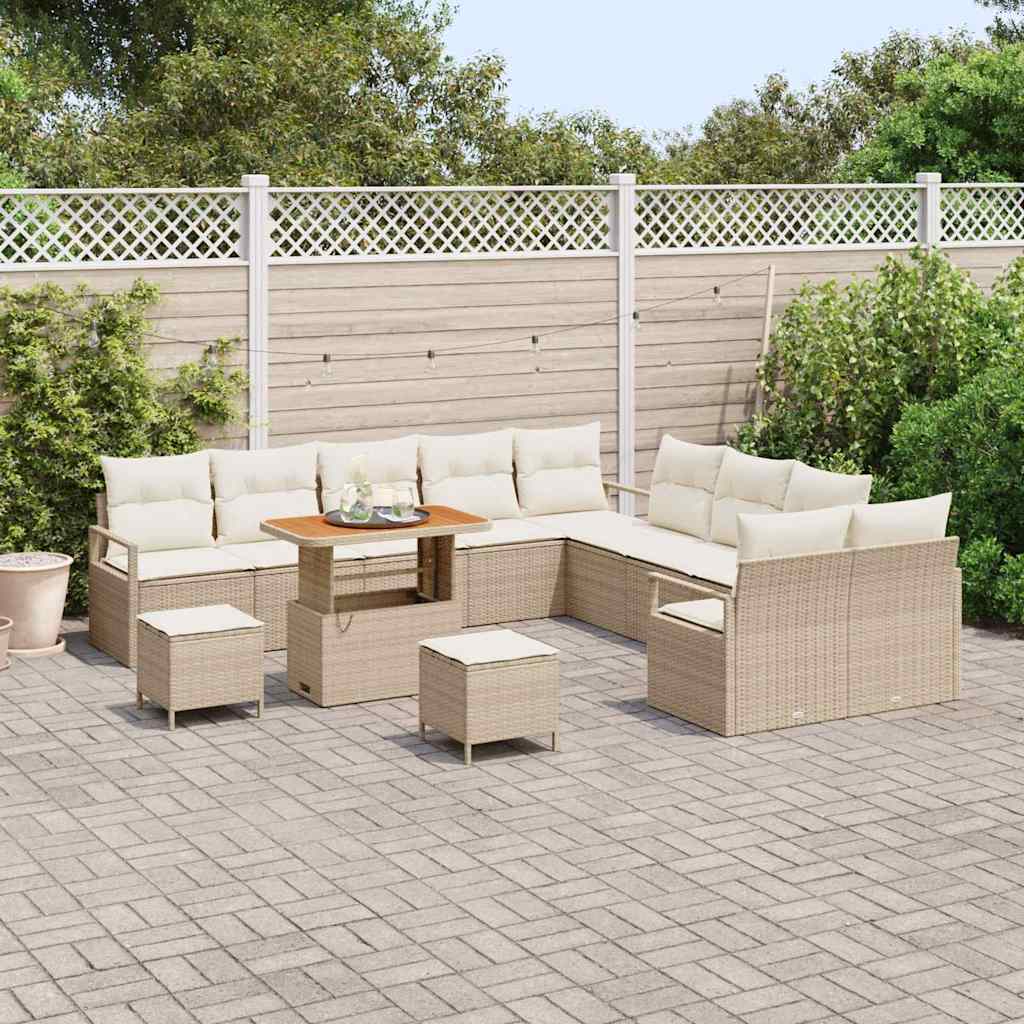Havesofa Sæt med pude med opbevaring 13 pcs Beige og creme