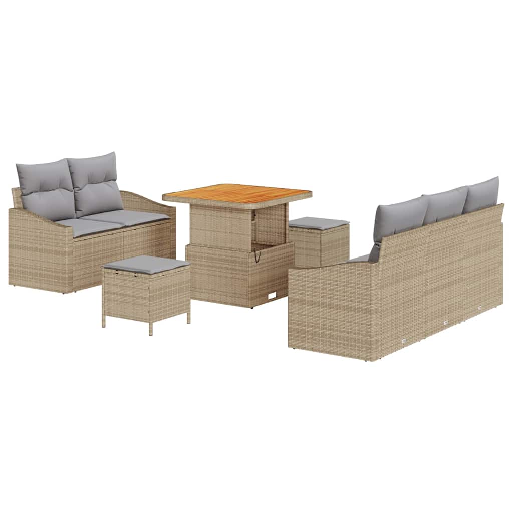 Havesofa Sæt med pude med opbevaring 8 pcs Beige og lys grå