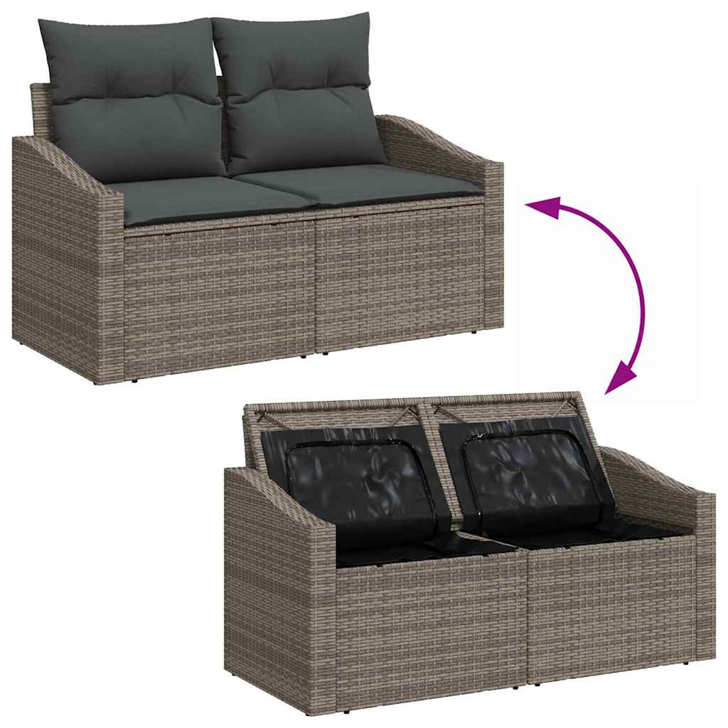 Havesofa Sæt 8 pcs Grå Polyrattan, stål og massivt akacietræ