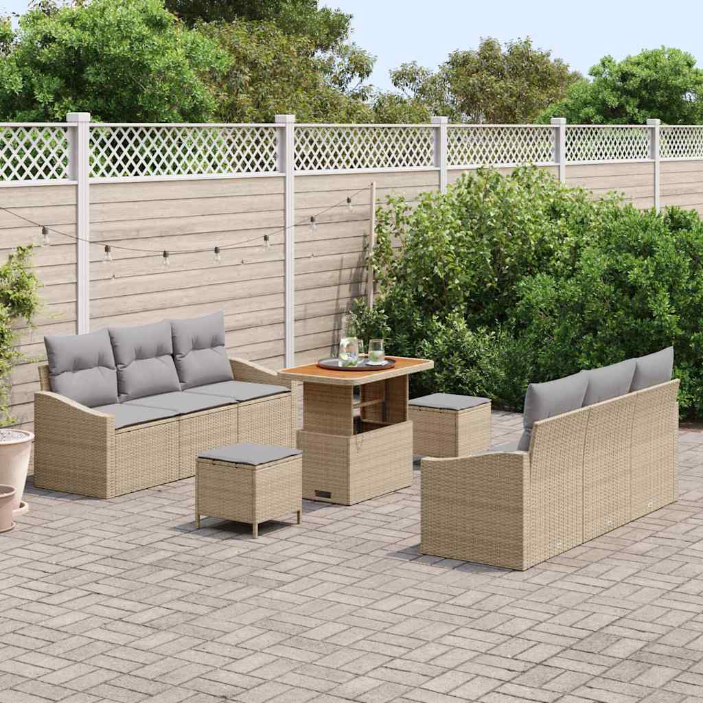 Havesofa Sæt med pude med opbevaring 9 pcs Beige og lys grå