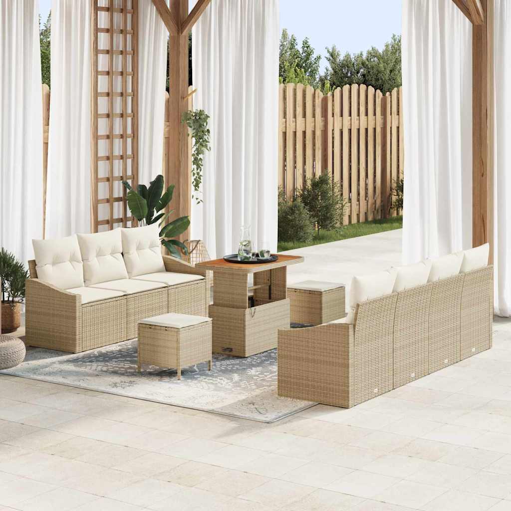 Havesofa Sæt med pude med opbevaring 10 pcs Beige og creme