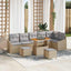 Havesofa Sæt med pude med opbevaring 9 pcs Beige Poly rattan
