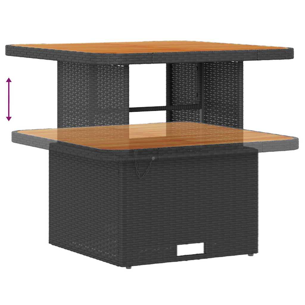 Havesofa Sæt med pude med opbevaring 12 pcs Sort Poly rattan