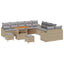 Havesofa Sæt med pude med opbevaring 13 pcs Beige Poly rattan