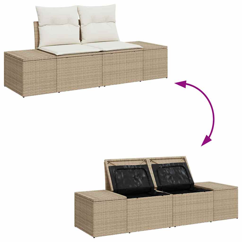 Havesofa Sæt 9 stk. 8-Antal sæder Beige Poly rattan