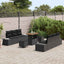 Havesofa Sæt med pude med opbevaring 9 pcs Sort Poly rattan