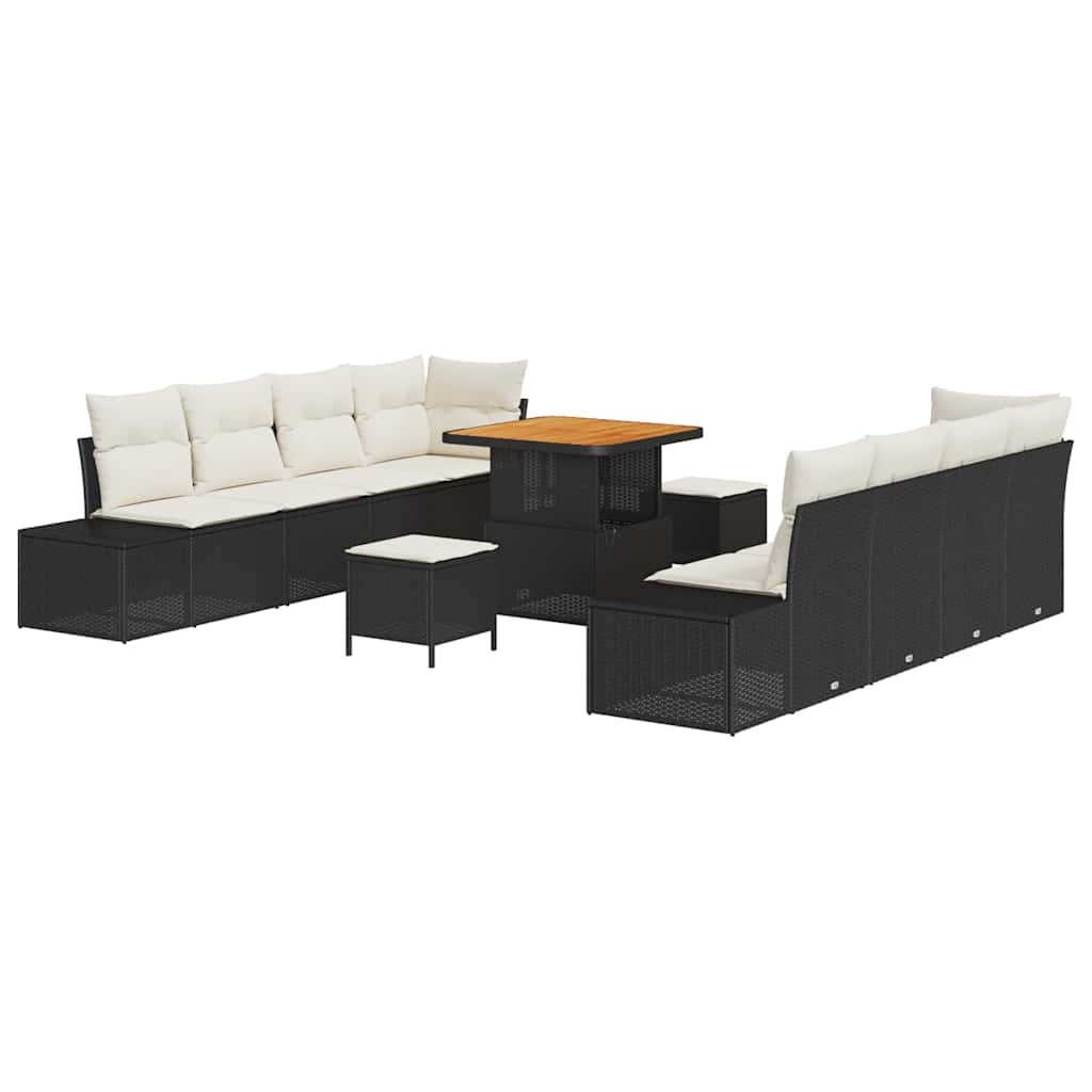 Havesofa Sæt med pude Sort 80 x 80 x 71 cm Poly rattan