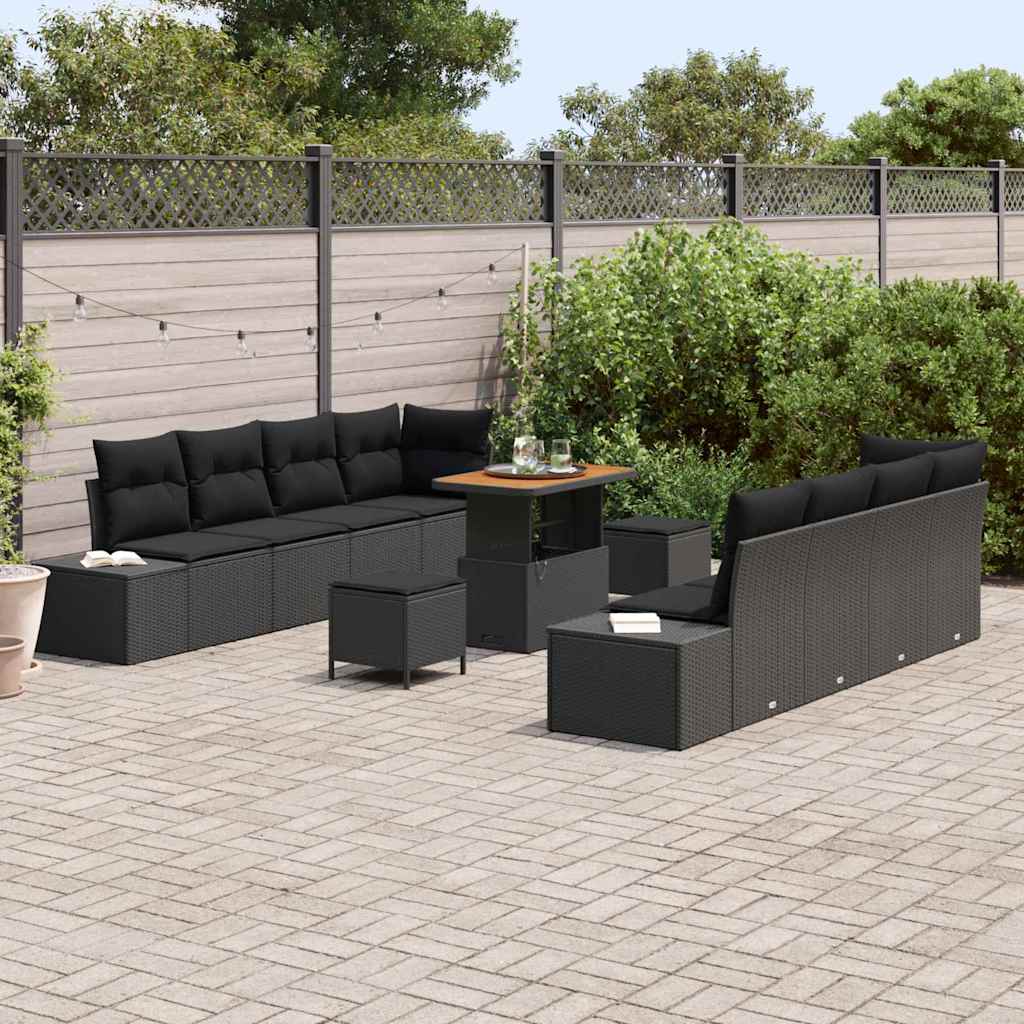 Havesofa Sæt med pude Sort 90 x 55 x 71 cm Poly rattan