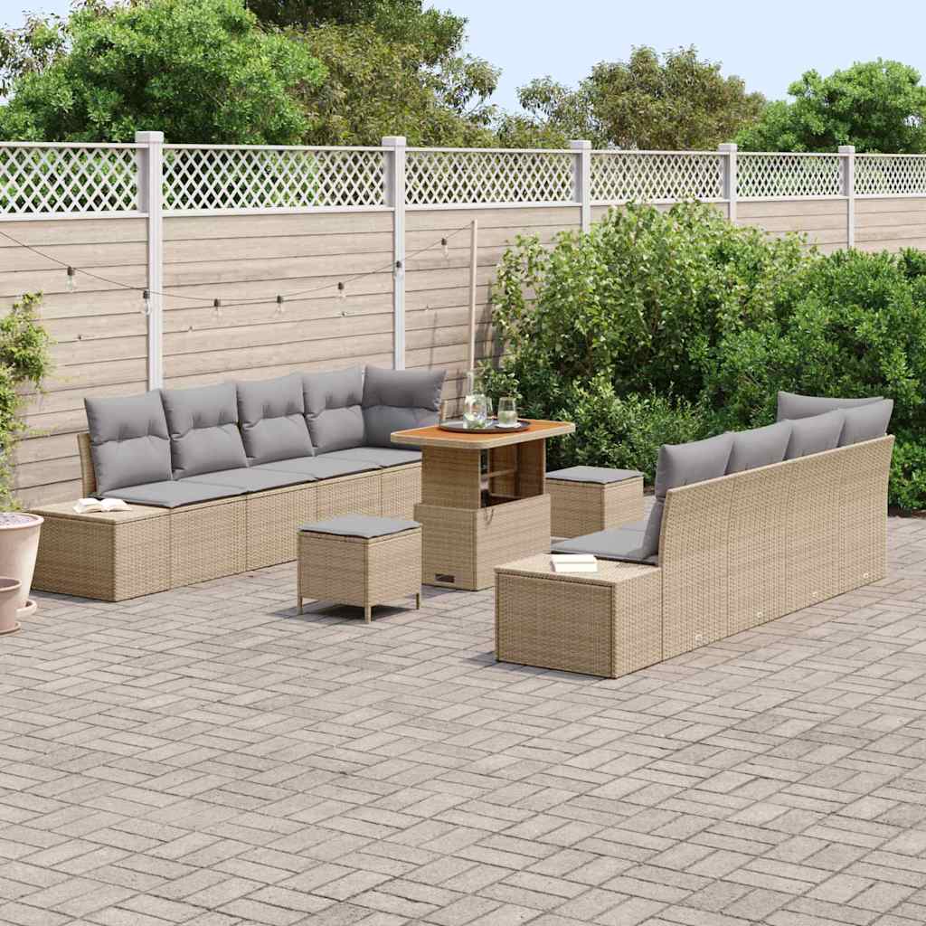 Havesofa Sæt med pude Beige 90 x 55 x 71 cm Poly rattan