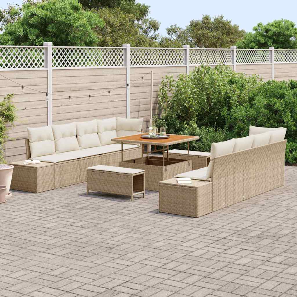 Havesofa Sæt med pude Beige 100 x 100 x 71 cm Poly rattan