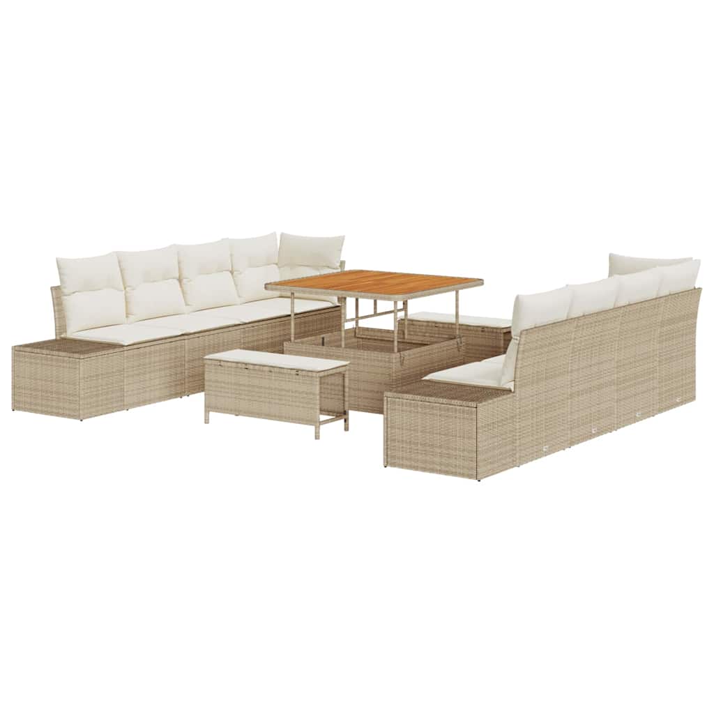 Havesofa Sæt med pude Beige 100 x 100 x 71 cm Poly rattan