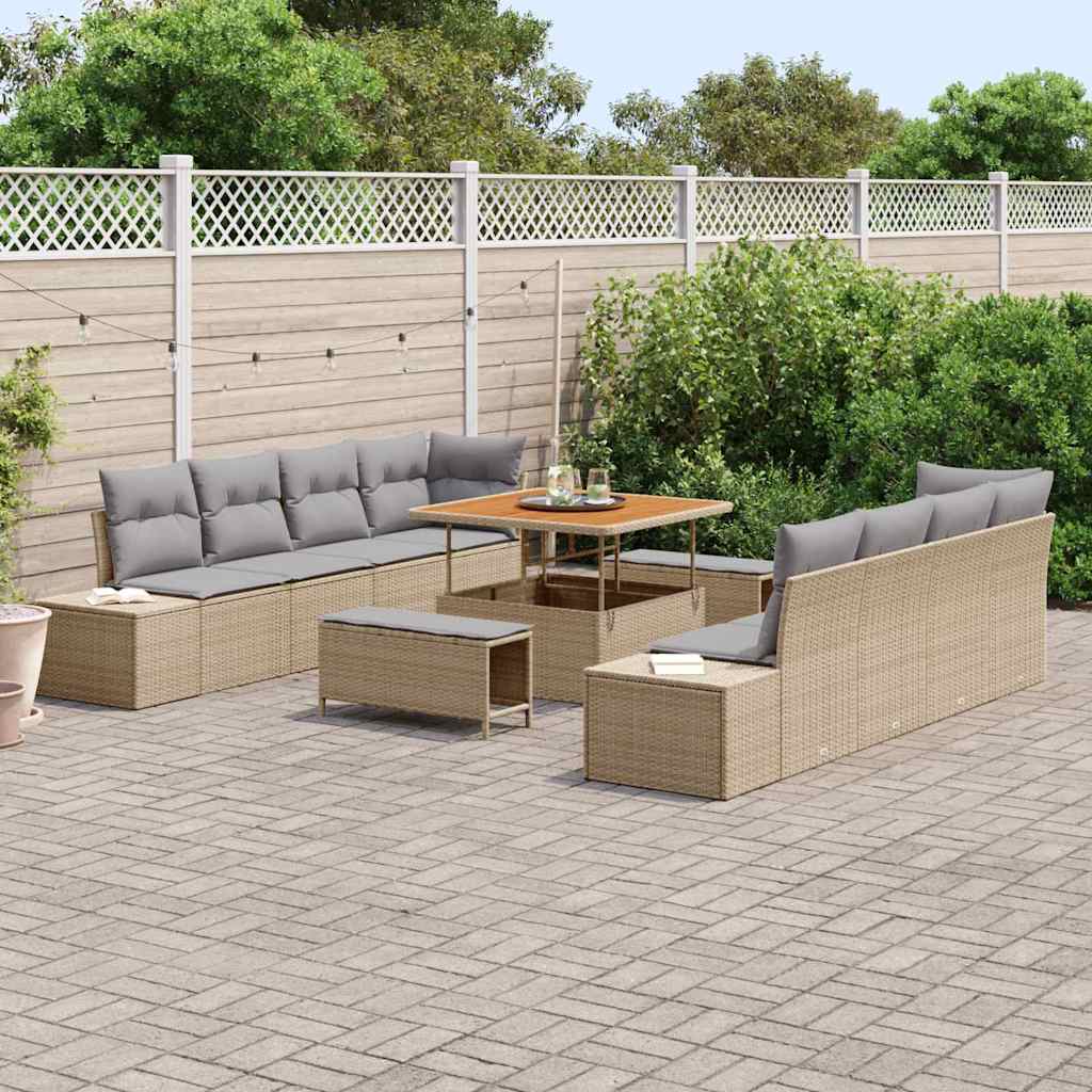 Havesofa Sæt med pude Beige 100 x 100 x 71 cm Poly rattan