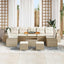 Havesofa Sæt med pude med opbevaring 10 pcs Beige Poly rattan