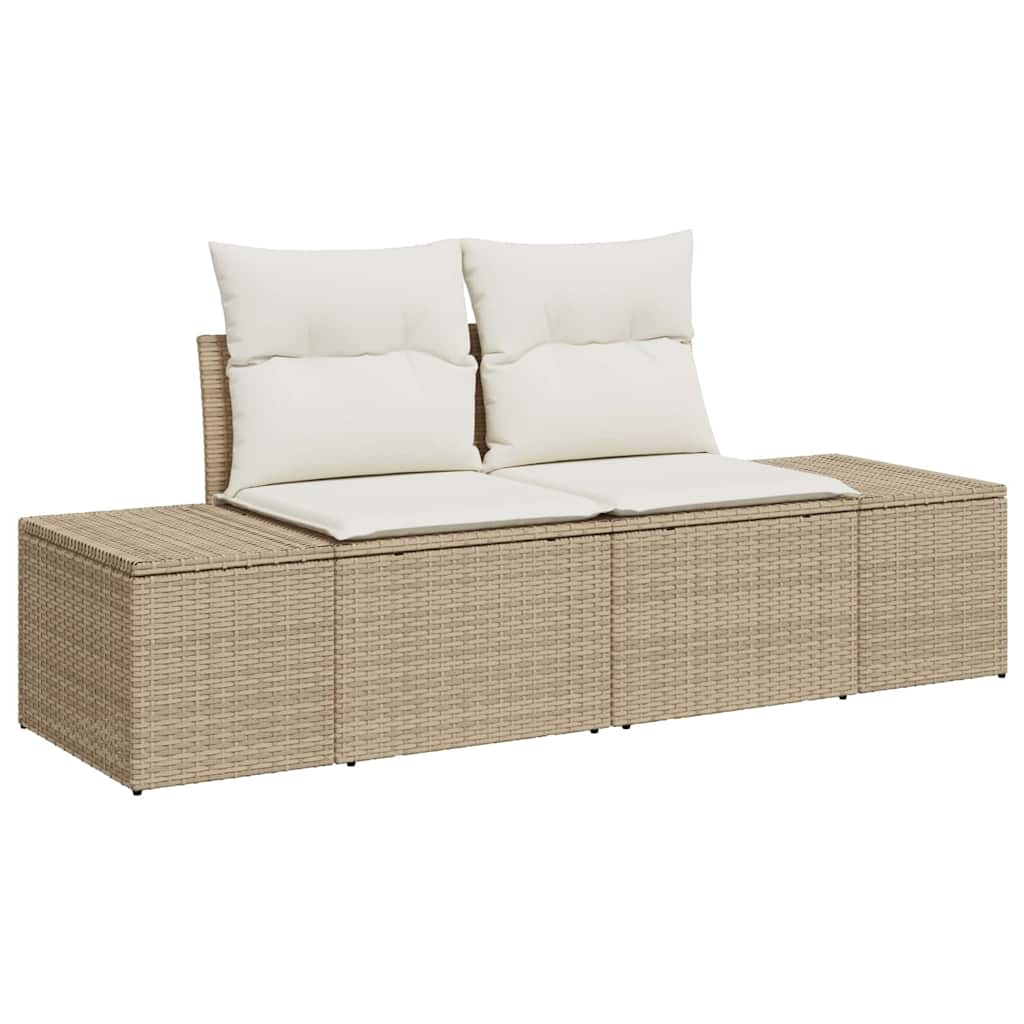 Havesofa Sæt 8 stk. Beige Poly rattan