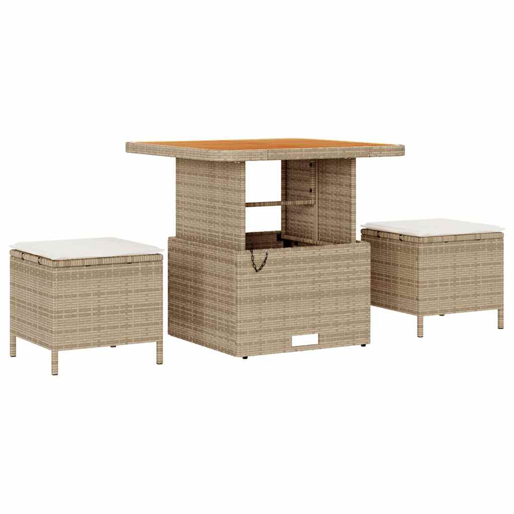 Havesofa Sæt 8 stk. Beige Poly rattan